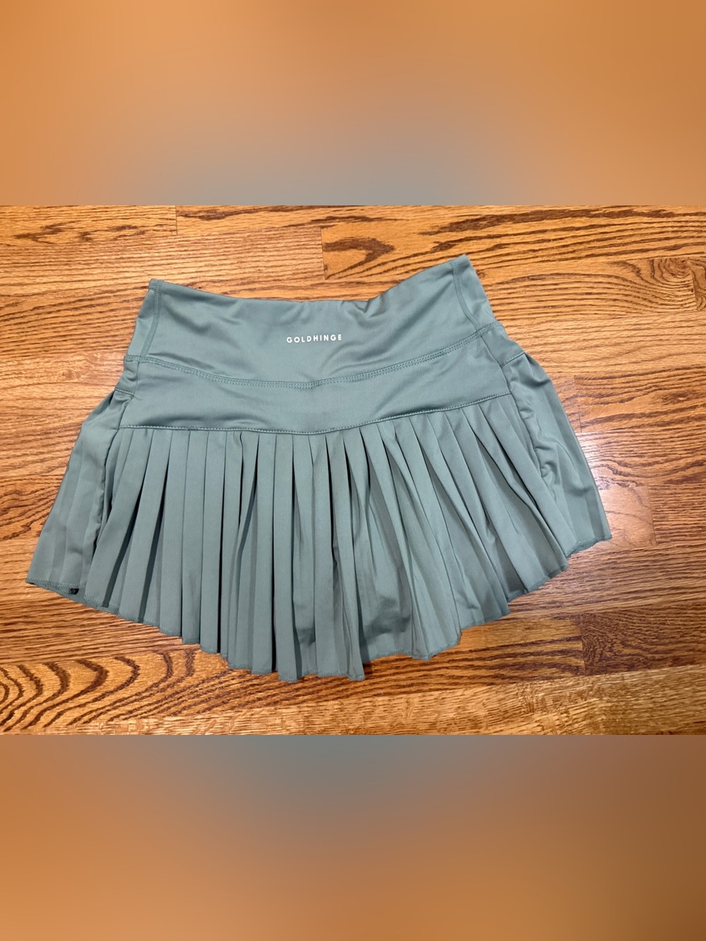 Gold Hinge Women’s Pleated Athletic Mini Skirt Skort Green Forest Sz S